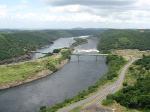The Caroni river leaves the dam