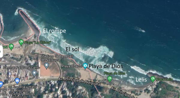 Mapa Playas de Naiguat